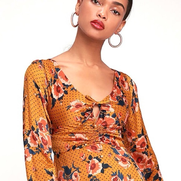 Free People Floral Mustard Dress - Picture 3 of 13